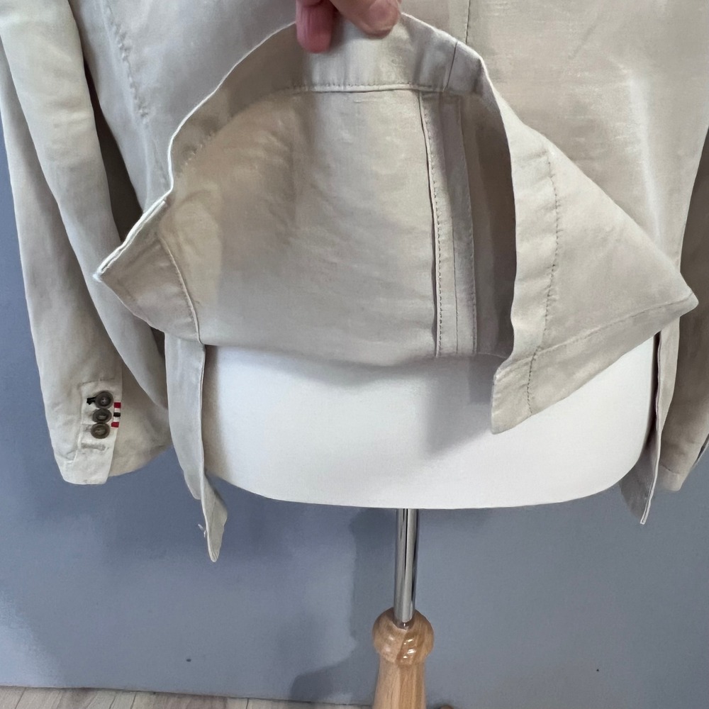 Napapijri Blazer Mens XL Beige Linen Blend Unstructured Herringbone Neutral - Picture 16 of 16